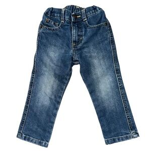 Wrangler Girls 2T Adjustable & Elastic Waist Blue Faded Denim Jeans Straight